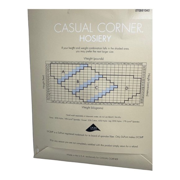 Casual Corner Silky Lycra Sheer Pantyhose Size B Medium Control Top Sandalfoot - Picture 5 of 5